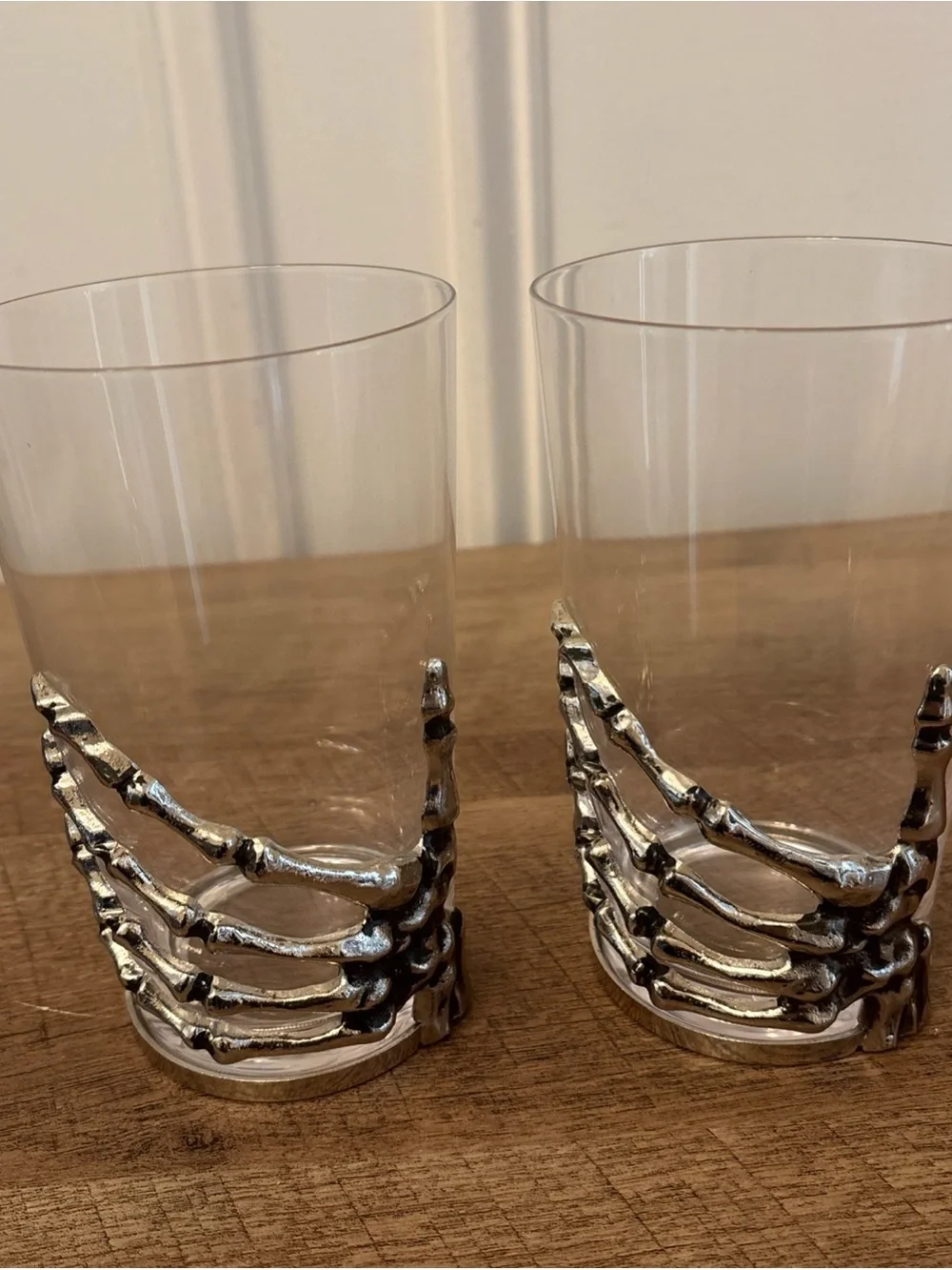 Silver Skeleton Hand Accent Highball Glasses - Pottery Barn Set of 2